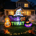 8 FT Halloween Inflatable Decorations Outdoor Inflatable / Double Stack Pumpkin and Witch Cat, Built-in LED