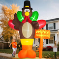 Danxilu Thanksgiving Inflatables 10 FT Giant Turkey Outdoor Decorations / Blow Up Pilgrim Turkey with Happy