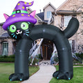 COMIN 14FT Halloween Inflatables Outdoor Decorations Black Cat Arch Blow Up Yard Decoration with Built-in LED