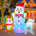 6FT Christmas Inflatables Snowman and Cat with Colorful Rotating Led Light / Waterproof & Fast Self