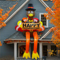 AerWo 8 FT Inflatable Turkey, Thanksgiving Inflatables Outdoor Decorations / Sitting Turkey with Pilgrim Ha