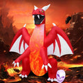 DearSun 8FT H Halloween Inflatable Dragon with Skull Next to the Foot, Blow up Dragon Inflatable with Red F