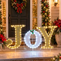 MUMTOP Christmas Lighted Joy Sign Outdoor Decoration & Home Display / 4FT Pre-lit Christmas JOY Sign & Holl