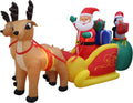 13 FT Long Jumbo Lighted Christmas Inflatable Santa Claus & Penguin / In Sleigh Pulled by Two Reindeer, Giant
