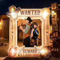 Soulchen 6x5 Ft Western Wanted Inflatable LED Lights Cowboy Party Decor / Built-in Blower for Easy Setup, V