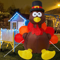 Takuvan Thanksgiving 6FT Inflatable Turkey with Pilgrim Hat Yard Decoration - LED Light Up Blow Up Turkey for