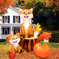6FT Thanksgiving Inflatables Fox Outdoor Decorations, Fall Inflatable Decor / Fall Fox Decor, with Pumpkin
