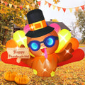 Elegear 6FT Thanksgiving Inflatables Funny Turkey with 3D Color-Changing Tunnel Lights, Blow Up Turkey with