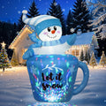 5FT Cute Christmas Inflatables Outdoor, Blue Inflatable Snowman in Mug / Christmas Blow Ups Yard Decorations,