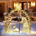 ATDAWN 4.5FT Christmas Outdoor Decorations, Lighted Outdoor Nativity Set with 115 LED Lights, Holy Family N