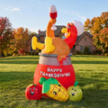 JOYIN 6 FT Thanksgiving Inflatable Turkey Outdoor Decoration / Light Up Blow Up Turky in Pot Yard for Outside